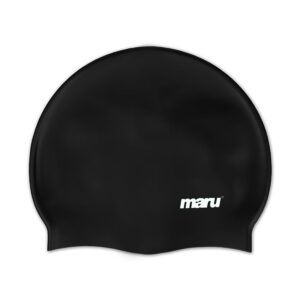Maru Solid Silicone Swim Caps Black