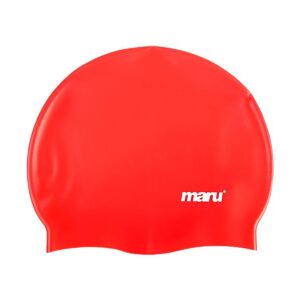 Maru Solid SIlicone Swim Caps Red A1365