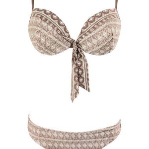 Melie & Madeleine Brown/White Vilma Push Up Bikini C Cup