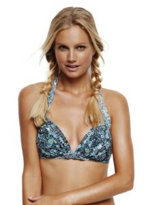 Azura Endless Summer Gathered Rouch Halter - Blue D Cup