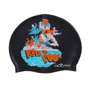 Dolfin Silicone Printed Caps Rule the Pool - Black
