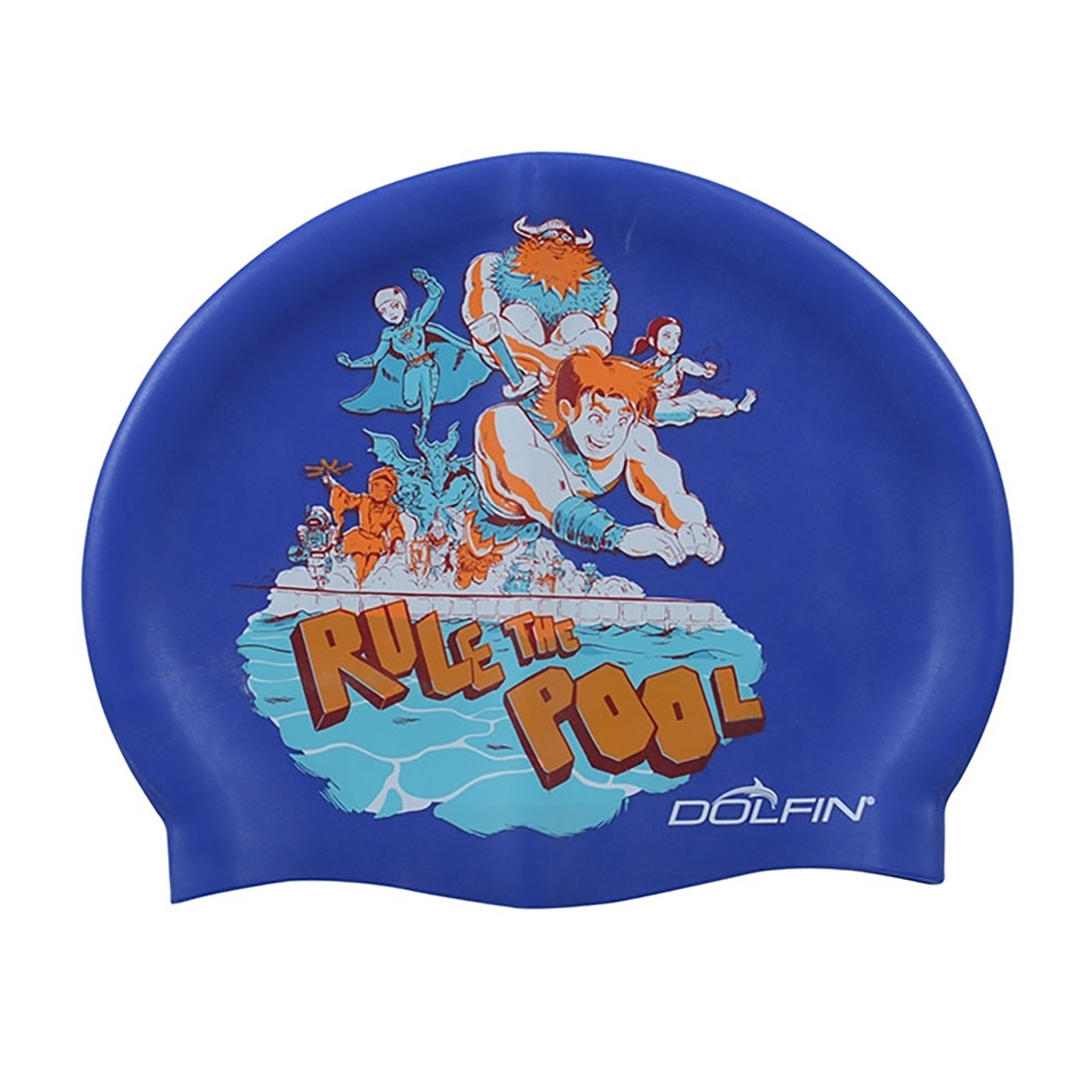 Dolfin Silicone Printed Caps Rule the Pool - Royal Blue
