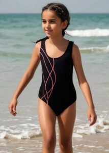 Aquasphere Girls Lily Swimsuit - Black / Bright Pink