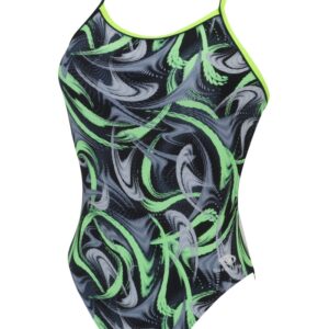 Blueseventy Fog Open Back Womens Swimsuit - Green / Silver