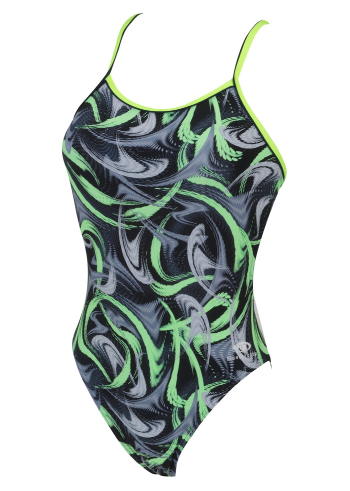 Blueseventy Fog Open Back Womens Swimsuit - Green / Silver