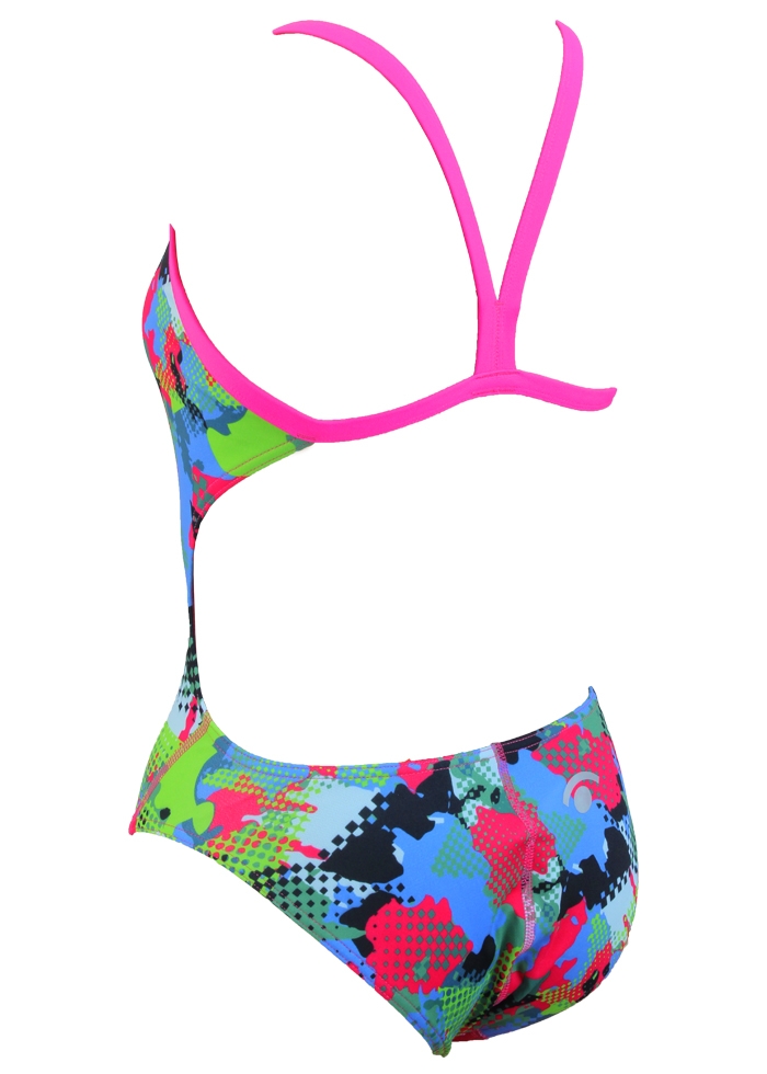 Jaked Womens Teknocamou Extreme One-Piece Swimsuit - Fluo Green