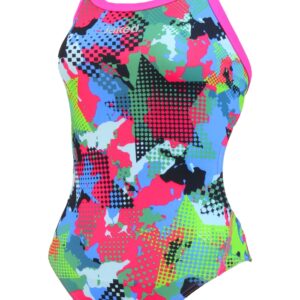 Jaked Womens Teknocamou Extreme One-Piece Swimsuit - Fluo Green