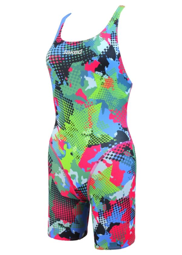 Jaked Womens Teknocamou Full Body Kneesuit Open Back - Fluo Green