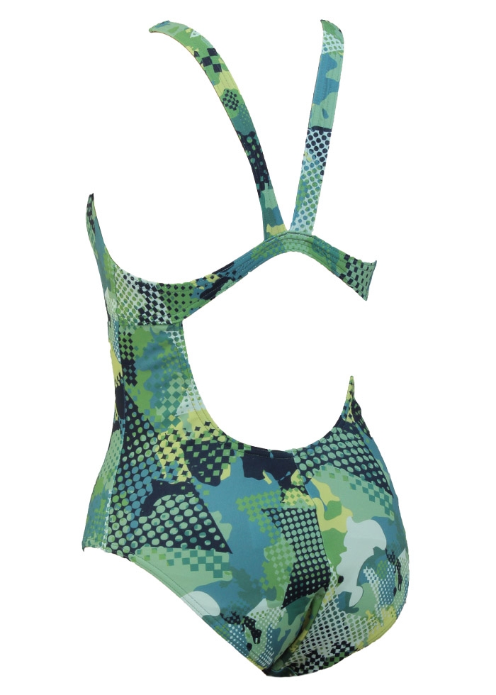 Jaked Womens Teknocamou One-Piece Swimsuit - Military Green