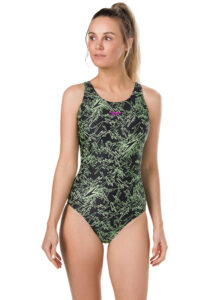 Speedo Boom Allover Muscleback Swimsuit - Black / Bright Zest