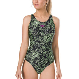 Speedo Boom Allover Muscleback Swimsuit - Black / Bright Zest-0