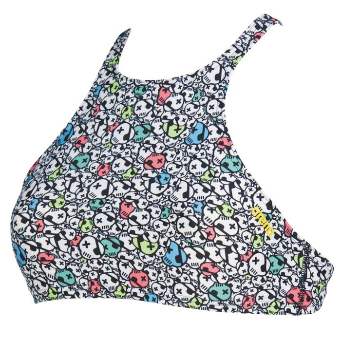 Arena Girl's Crop Think Swim Bikini Top - White/Black-0