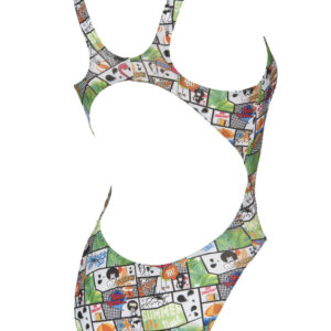 Arena Women’s Summer Comics Swimsuit – Green / Multi