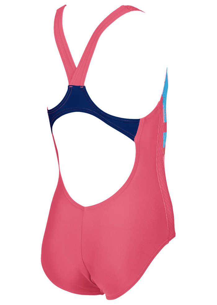 Arena Girl's Pink Power V Back One Piece Swimsuit - Black / Pink-534390