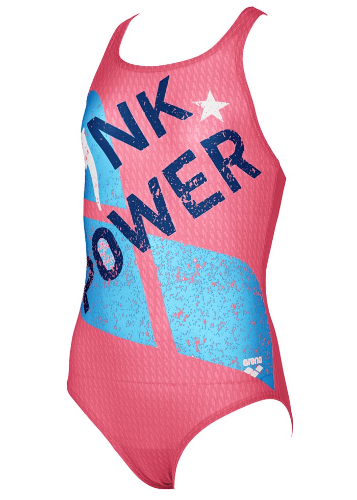 Arena Girl's Pink Power V Back One Piece Swimsuit - Black / Pink-534389