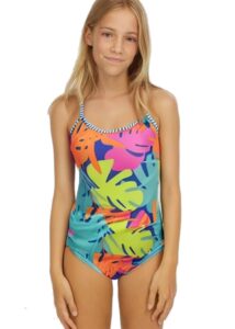 Dolfin Girl's Tropic Time Double Strap Back Swimsuit - Blue