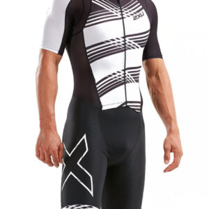 2XU Men's Compression Full Zip Sleeved Trisuit - Black / White-0
