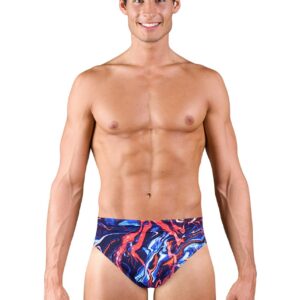 TYR Men's Penello All Over Racer Swim Briefs - Red-0