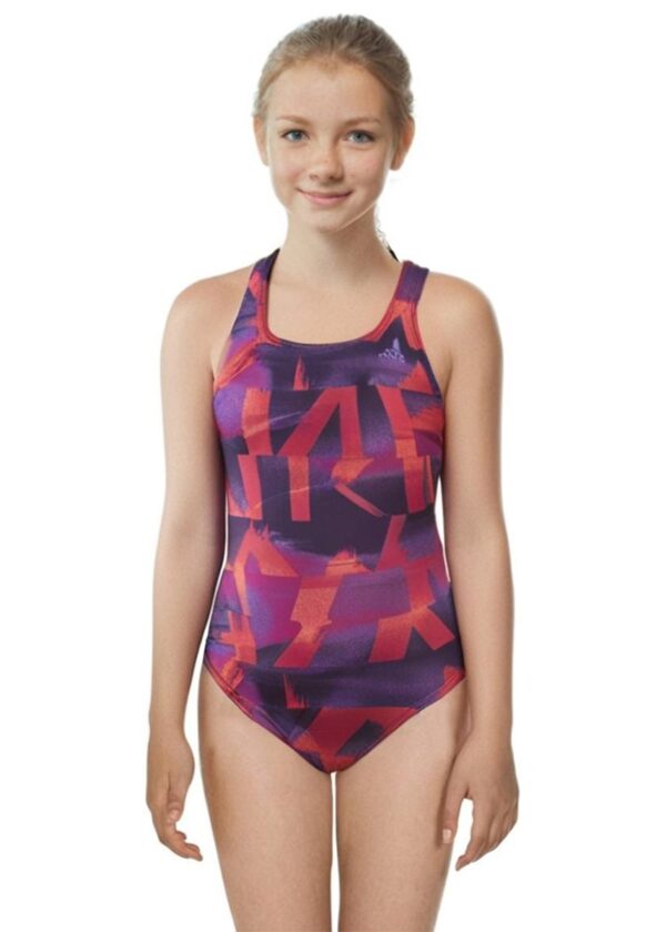 Adidas Girl's Athly X Graphic Swimsuit - Purple