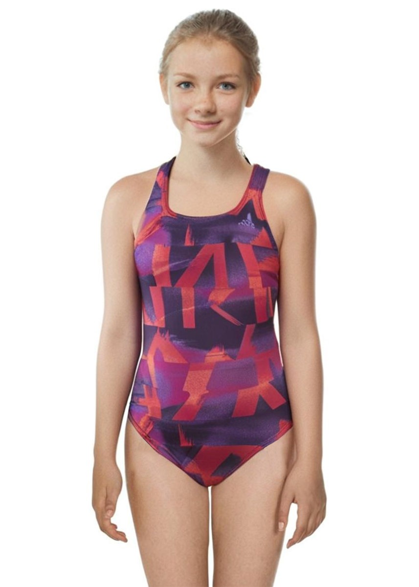 Adidas Girl's Athly X Graphic Swimsuit - Purple