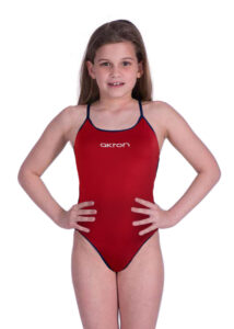 Akron Girls Babele Bicolour Swimsuit - Red / Black