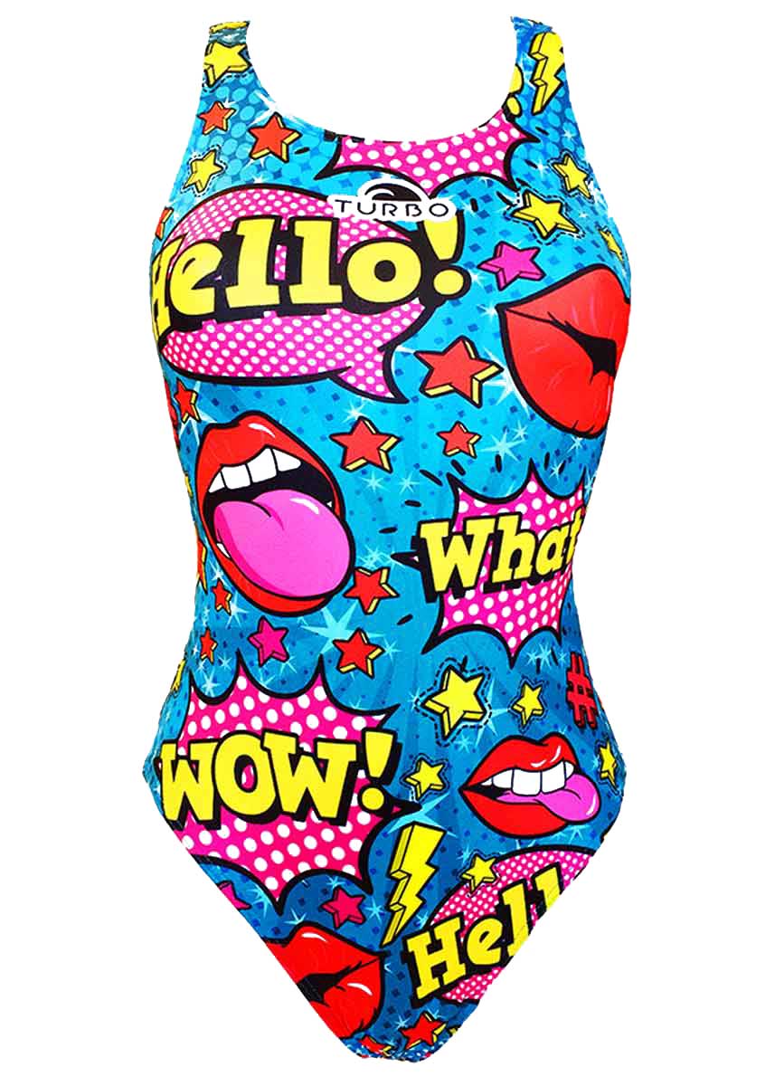 Turbo Girls Pop Comic Swimsuit - Blue-0