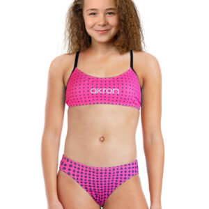 Akron Girls Bells Swim Bikini - Fuscia / Green-0