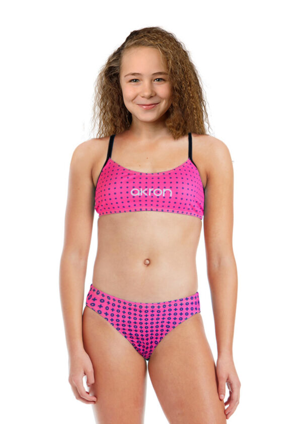 Akron Girls Bells Swim Bikini - Fuscia / Green-0
