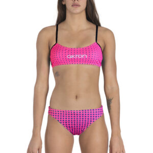 Akron Womens Bells Swim Bikini - Fuscia / Green-0