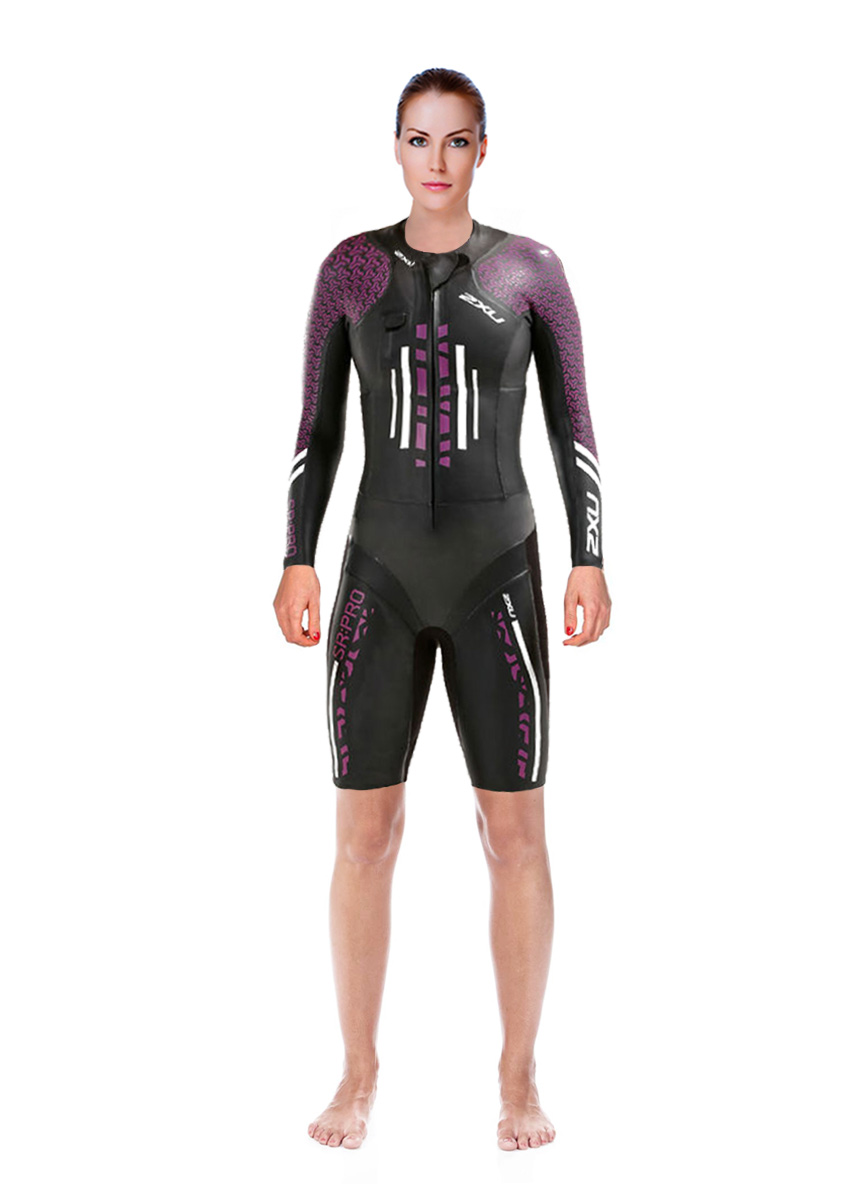 2XU Women's Swim Run: Pro Wetsuit- Black / Berry-0