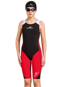 Aquafeel Girl's I-NOV N2K Openback Kneesuit - Black / Red