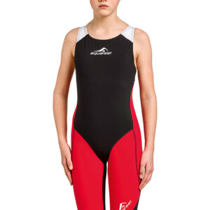 Aquafeel Girl's I-NOV N2K Openback Kneesuit - Black / Red-0