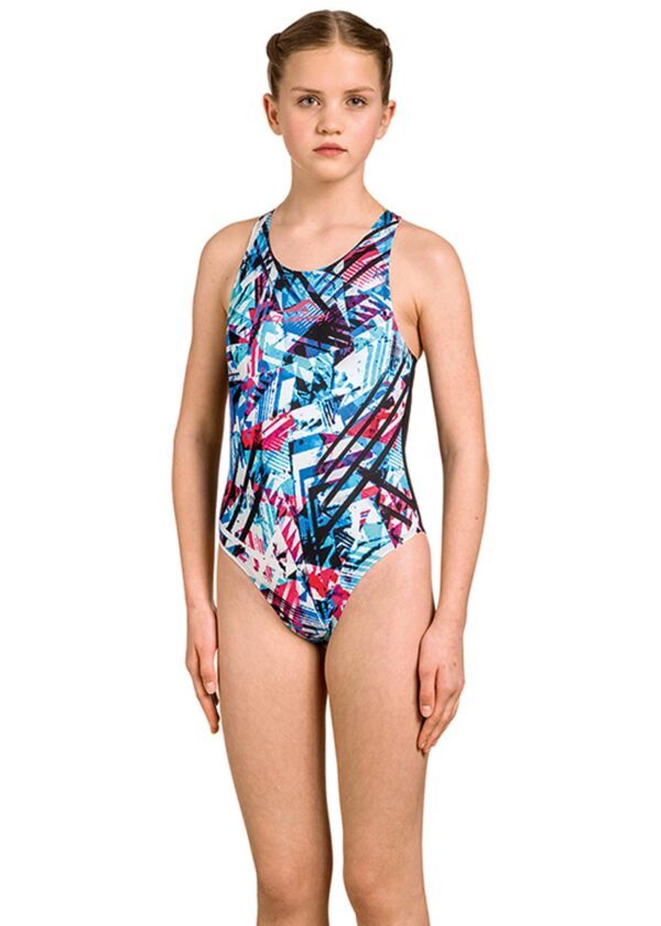 Aquafeel Girl's Colour Quake Swimsuit - White / Blue-0