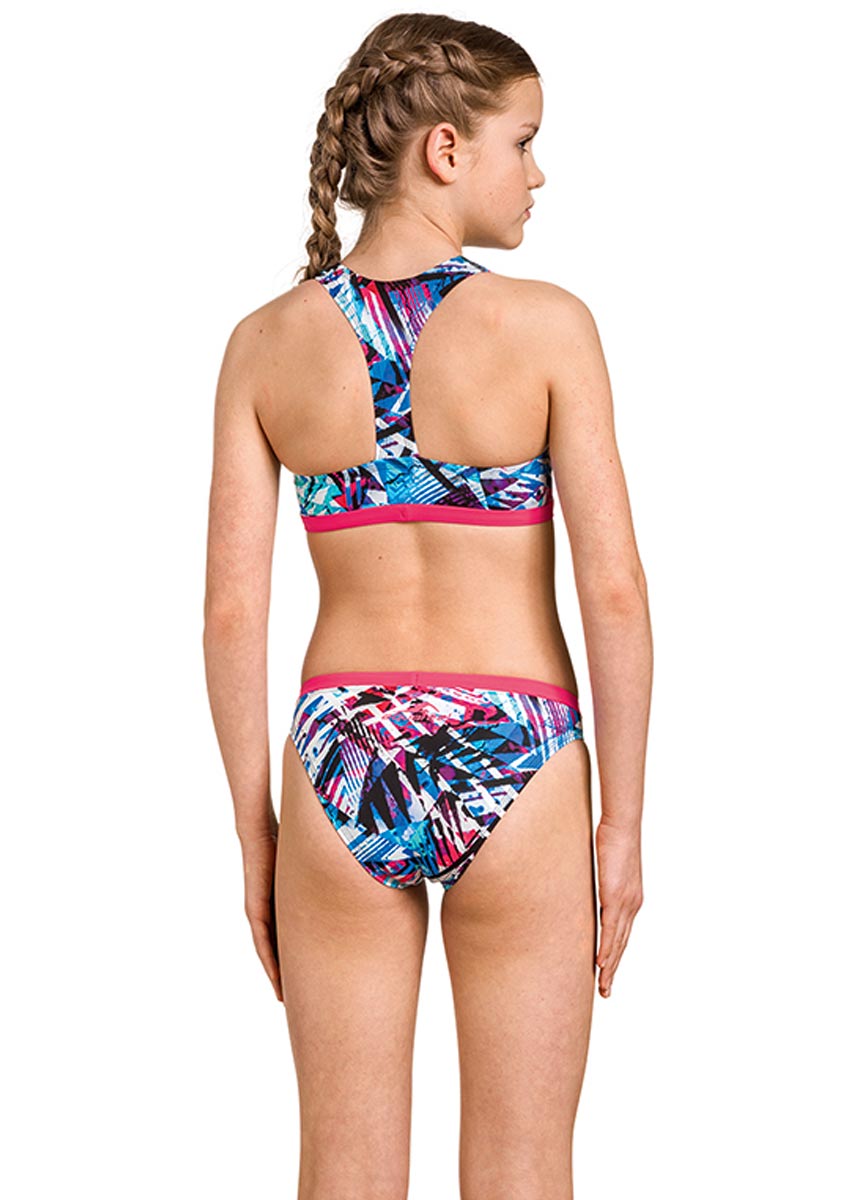 Aquafeel Girl's Colour Quake Racerback Swim Bikini - White / Blue-254317