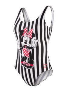 Speedo Girl's Minnie Placement U Back Swimsuit - Black/ White/ Red/ Pink