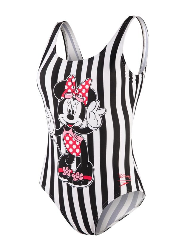 Speedo Girl's Minnie Placement U Back Swimsuit - Black/ White/ Red/ Pink-0