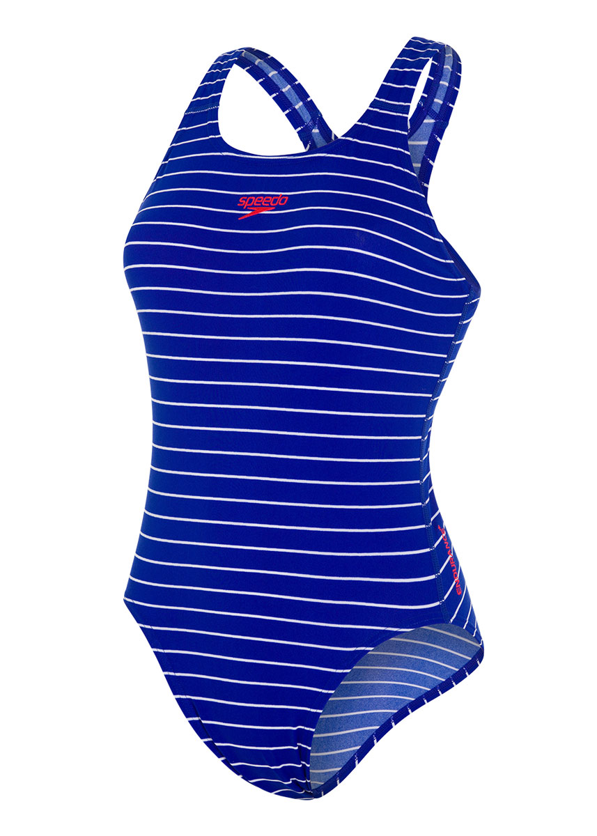 Speedo Women's Endurance+ Printed Medalist Swimsuit- Chroma Blue/ White-427530