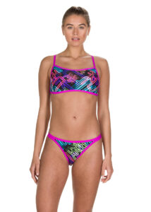 Speedo Women's Kanji Neon String Swim Bikini Brief- Black/ Fluo Green