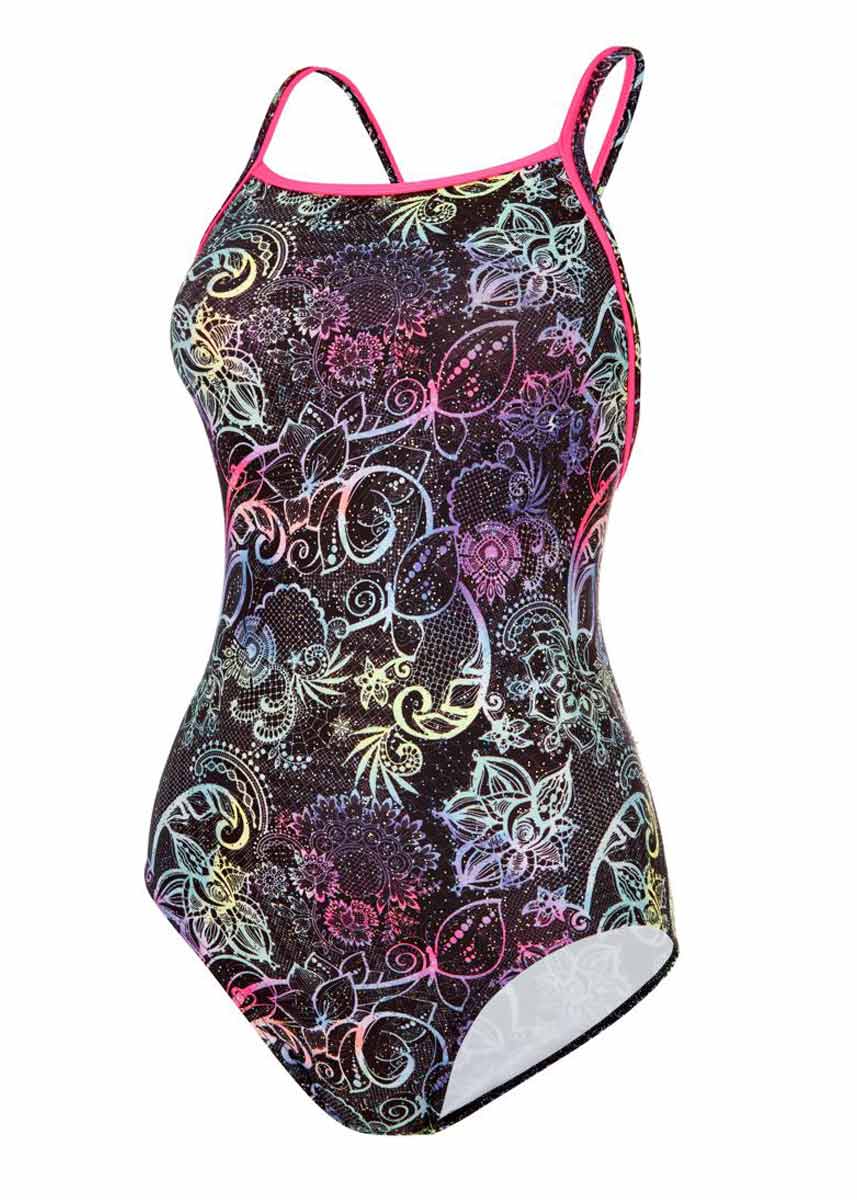 Maru Space Lace Ecotech Sparkle Ace back Swimsuit - Black / Multi-427308