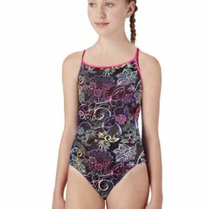 Maru Space Lace Ecotech Sparkle Ace back Swimsuit - Black / Multi-0