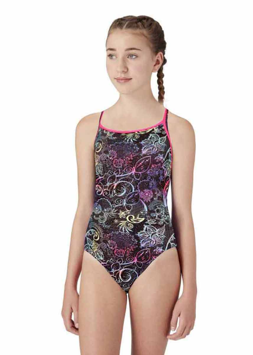Maru Space Lace Ecotech Sparkle Ace back Swimsuit - Black / Multi-0