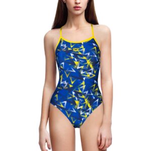 Arena Women's Power Triangle Light Drop One Piece Swimsuit - Neon Blue / Multi-0