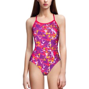 Arena Girl's Power Triangle Light Drop One Piece Swimsuit - Provenza / Freak Rose-0
