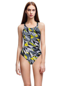 Arena Girl's One 3D Shattered One Piece Swimsuit - Black / Yellow