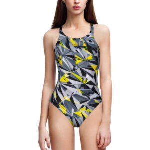 Arena Girl's One 3D Shattered One Piece Swimsuit - Black / Yellow-0