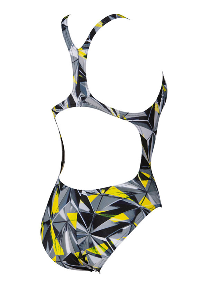 Arena Girl's One 3D Shattered One Piece Swimsuit - Black / Yellow-552690