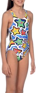 Arena Girl's Frolic Tech Back One Piece Swimsuit - Royal / Multi