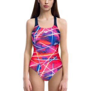 Arena Girl's Light Beams Swim Pro Back One Piece Swimsuit - Navy / Multi-0