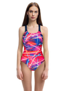 Arena Women's Light Beams Swim Pro Back One Piece Swimsuit - Navy / Multi