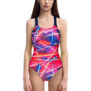 Arena Women's Light Beams Swim Pro Back One Piece Swimsuit - Navy / Multi-0